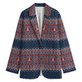 Winter Holiday Knitted Pattern Print Women's Cotton Blazer