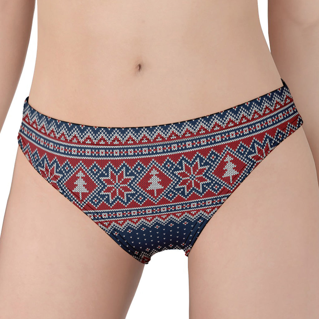 Winter Holiday Knitted Pattern Print Women's Panties