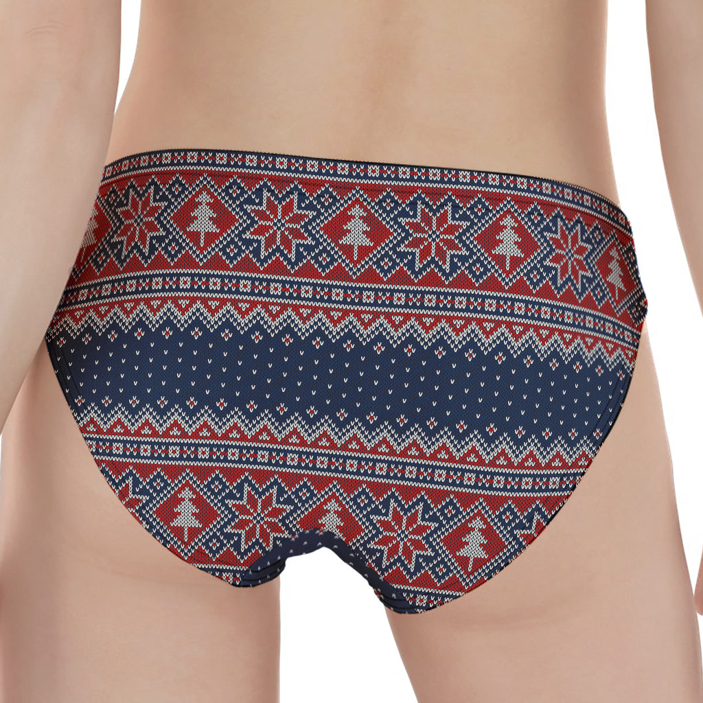 Winter Holiday Knitted Pattern Print Women's Panties