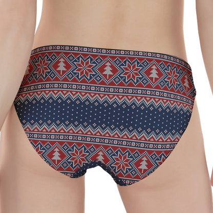 Winter Holiday Knitted Pattern Print Women's Panties