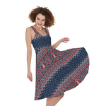 Winter Holiday Knitted Pattern Print Women's Sleeveless Dress