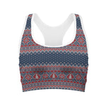 Winter Holiday Knitted Pattern Print Women's Sports Bra