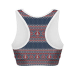 Winter Holiday Knitted Pattern Print Women's Sports Bra