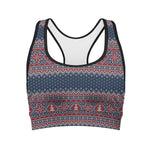 Winter Holiday Knitted Pattern Print Women's Sports Bra