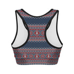 Winter Holiday Knitted Pattern Print Women's Sports Bra