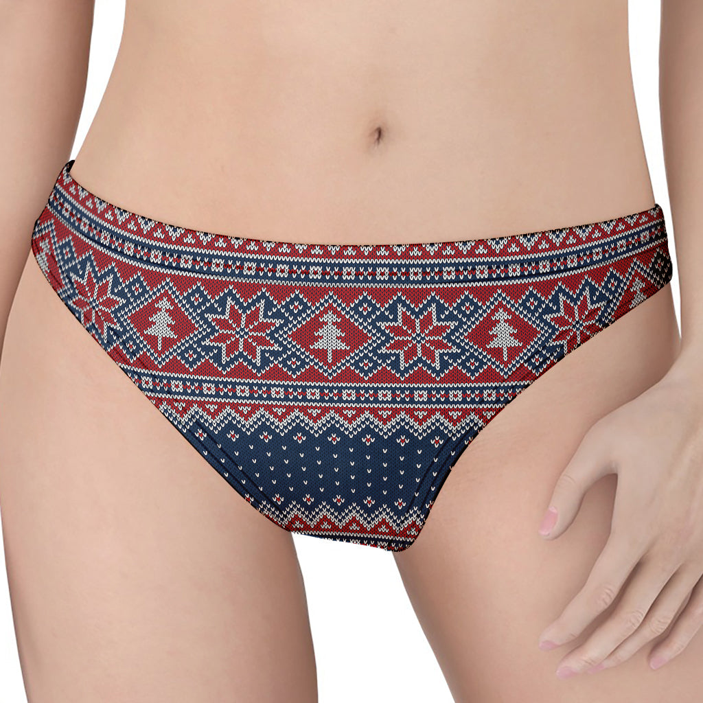 Winter Holiday Knitted Pattern Print Women's Thong