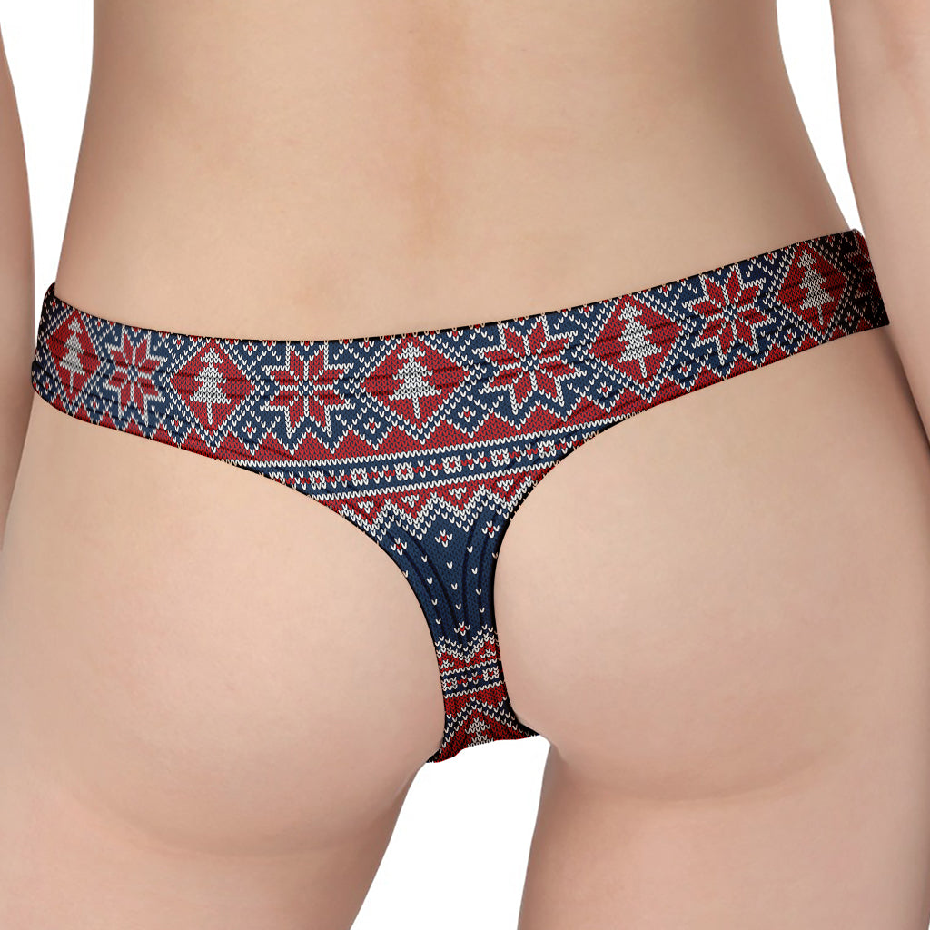 Winter Holiday Knitted Pattern Print Women's Thong