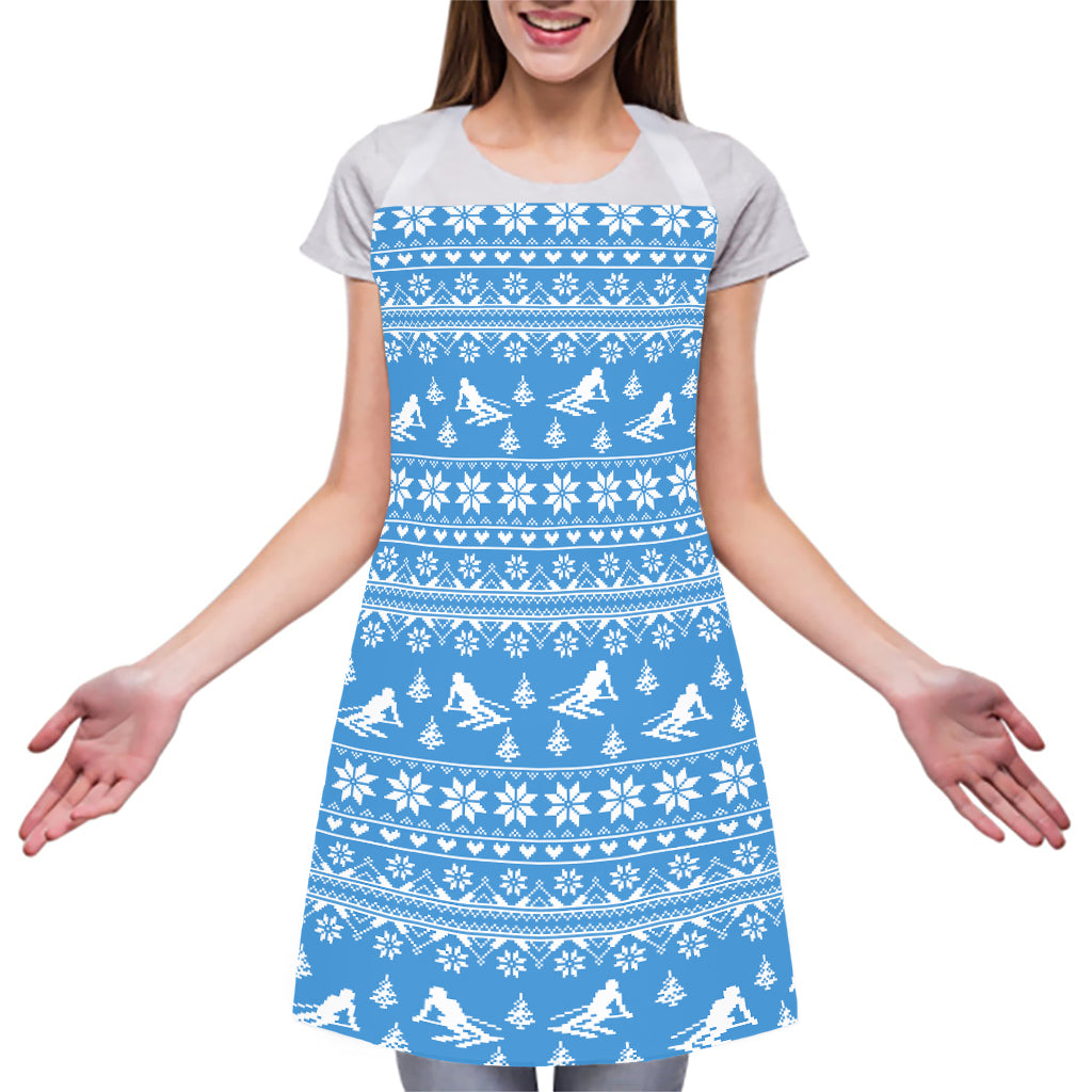 Winter Ski Knitting Pattern Print Adjustable Apron
