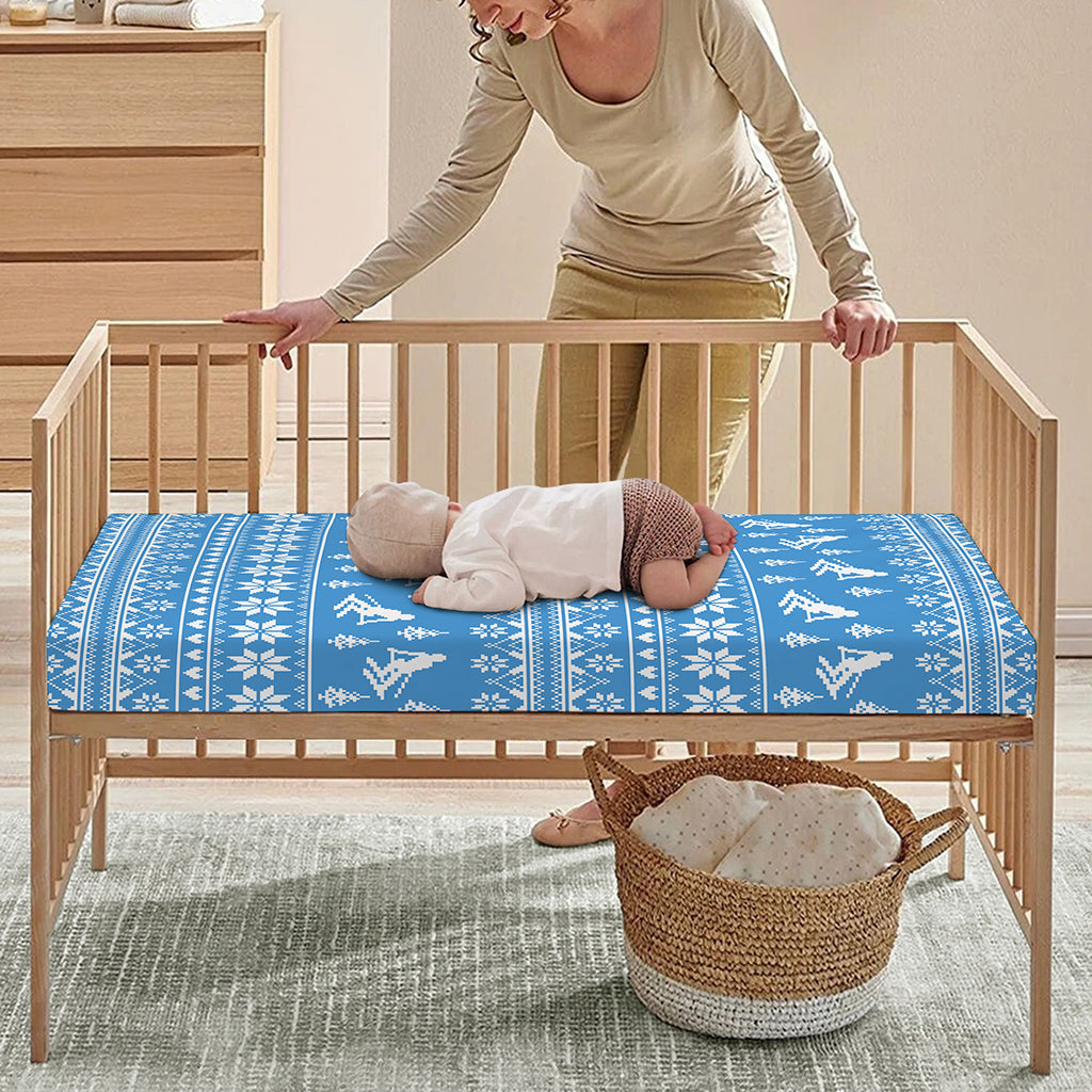 Winter Ski Knitting Pattern Print Baby Crib Sheet