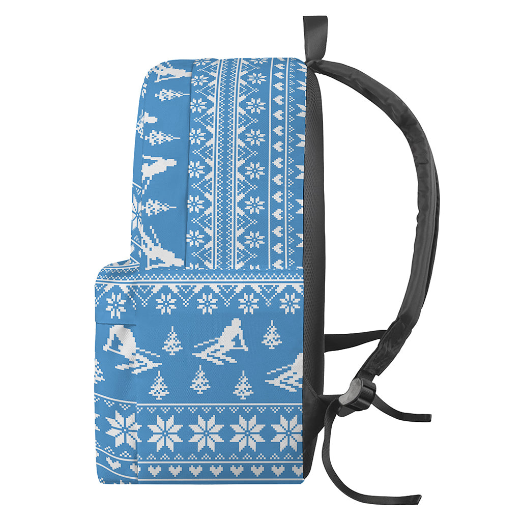 Winter Ski Knitting Pattern Print Backpack