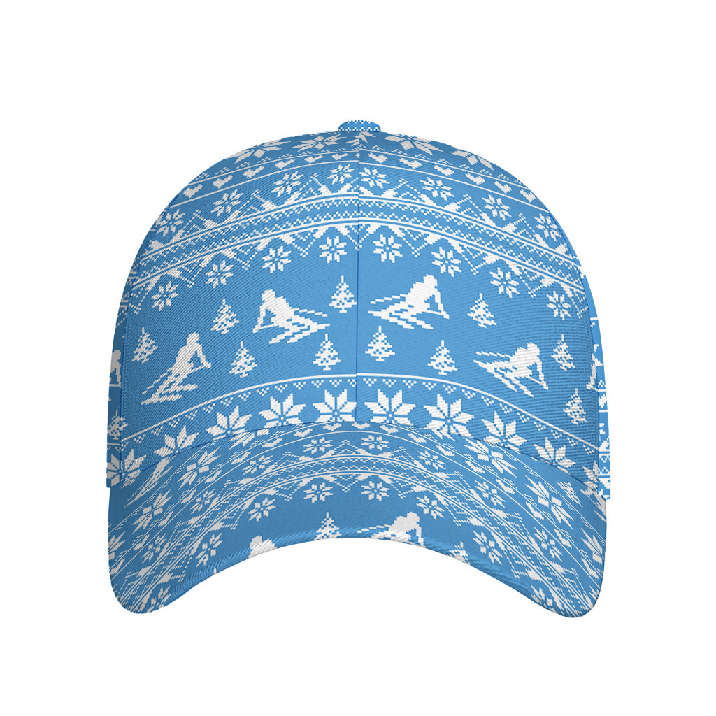 Winter Ski Knitting Pattern Print Baseball Cap