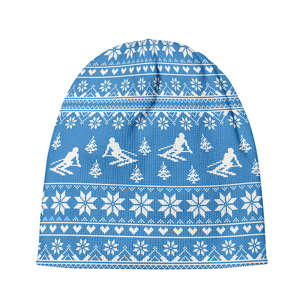 Winter Ski Knitting Pattern Print Beanie