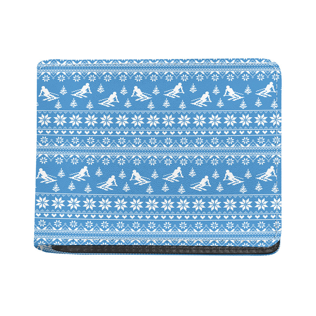 Winter Ski Knitting Pattern Print Bifold Wallet