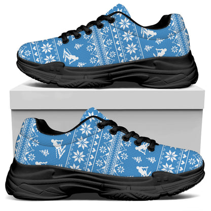 Winter Ski Knitting Pattern Print Black Chunky Shoes