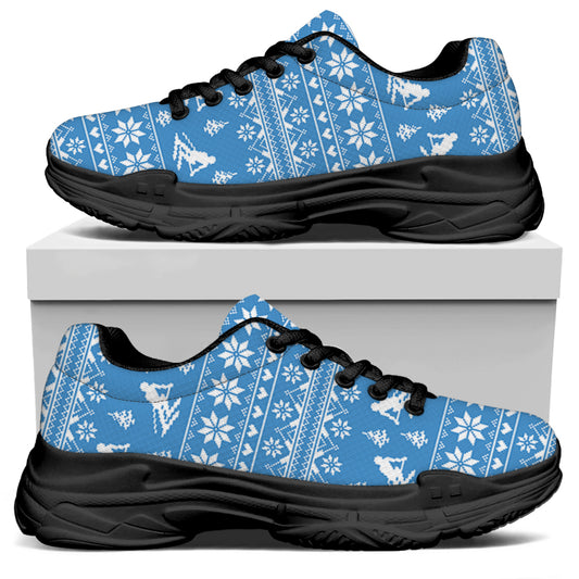 Winter Ski Knitting Pattern Print Black Chunky Shoes