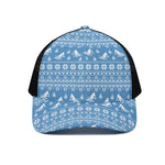 Winter Ski Knitting Pattern Print Black Mesh Trucker Cap