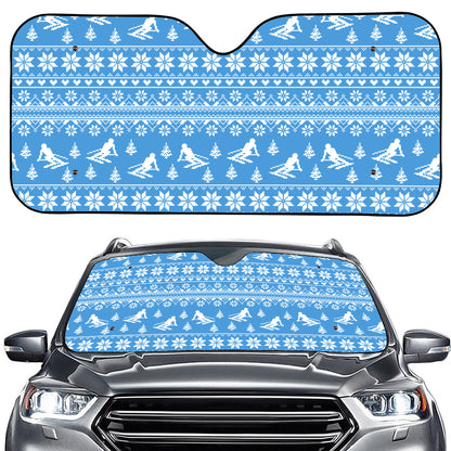 Winter Ski Knitting Pattern Print Car Windshield Sun Shade