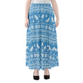 Winter Ski Knitting Pattern Print Chiffon Maxi Skirt