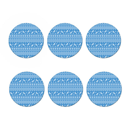 Winter Ski Knitting Pattern Print Coaster Set