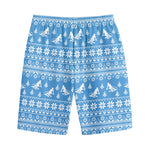 Winter Ski Knitting Pattern Print Cotton Shorts