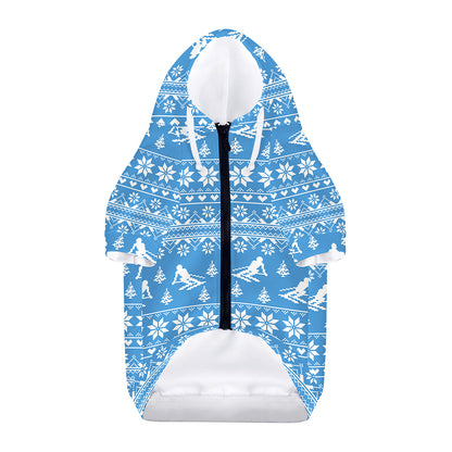 Winter Ski Knitting Pattern Print Dog Zip Up Hoodie