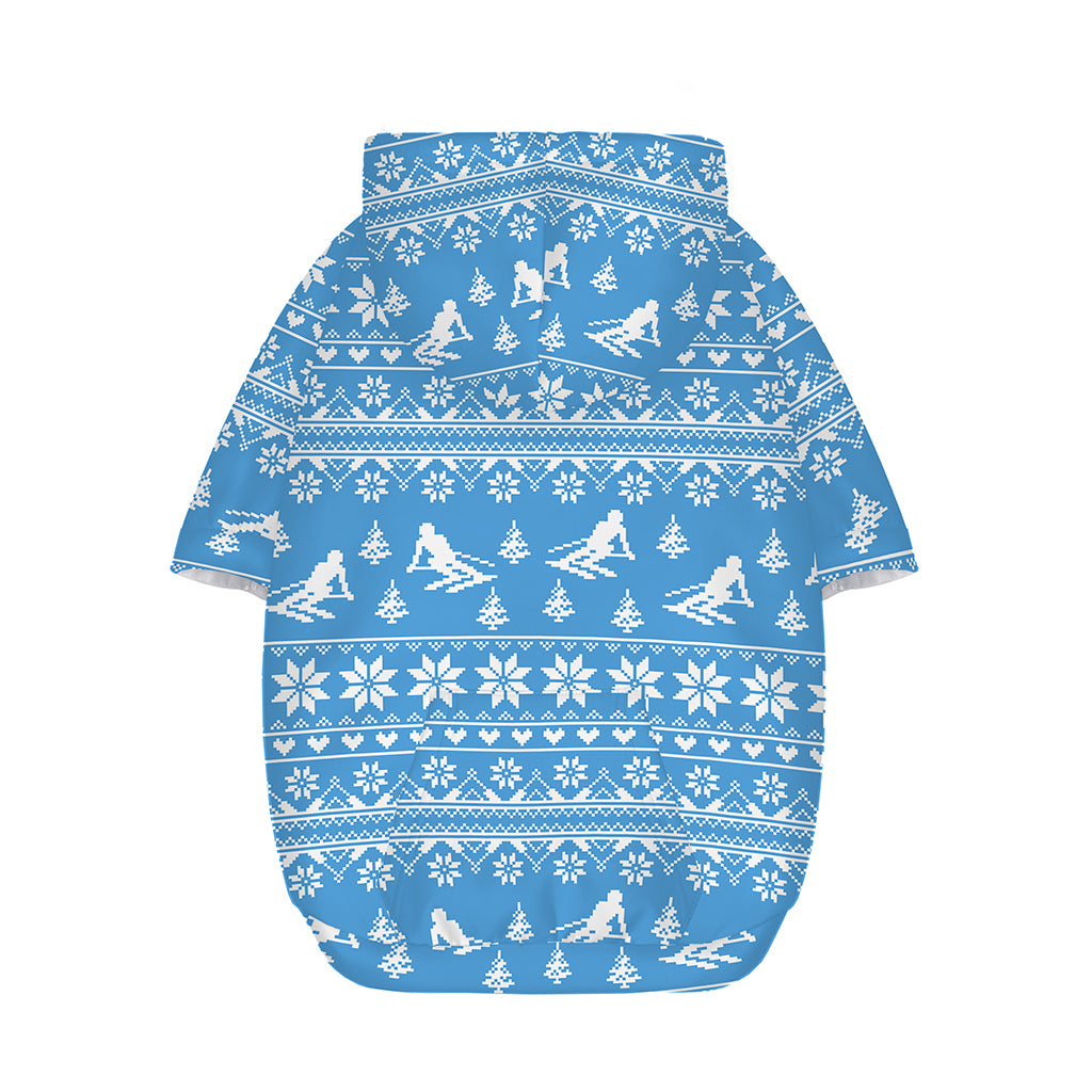 Winter Ski Knitting Pattern Print Dog Zip Up Hoodie