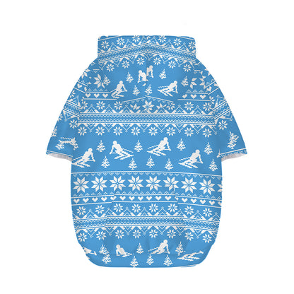 Winter Ski Knitting Pattern Print Dog Zip Up Hoodie