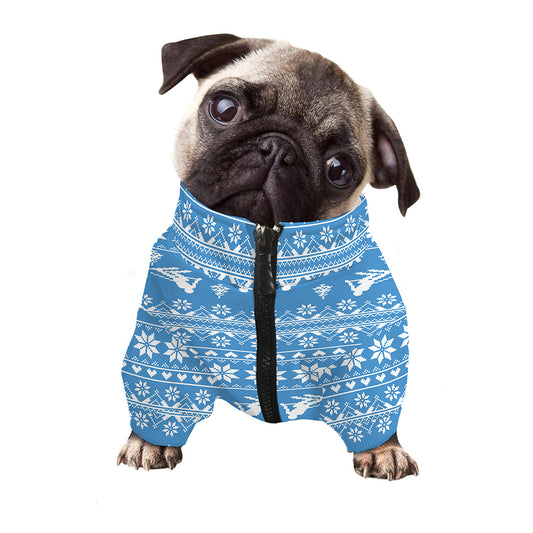 Winter Ski Knitting Pattern Print Dog Zip Up Jacket