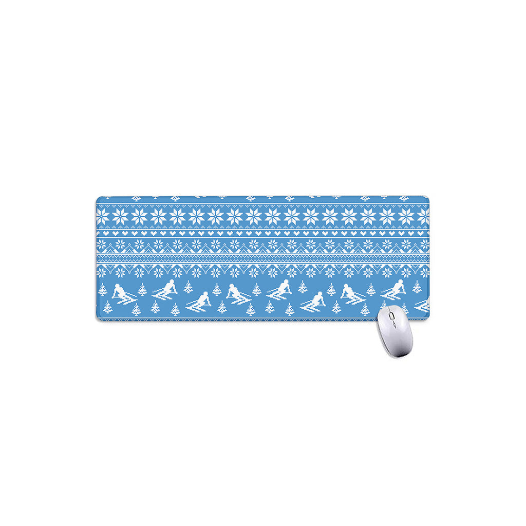 Winter Ski Knitting Pattern Print Extended Mouse Pad