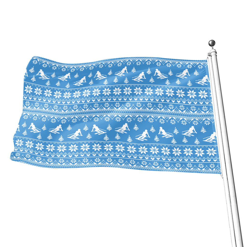 Winter Ski Knitting Pattern Print Flag