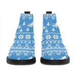 Winter Ski Knitting Pattern Print Flat Ankle Boots