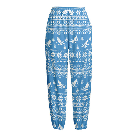 Winter Ski Knitting Pattern Print Fleece Lined Knit Pants
