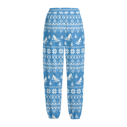 Winter Ski Knitting Pattern Print Fleece Lined Knit Pants