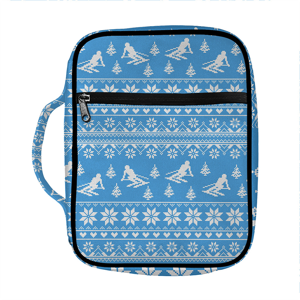 Winter Ski Knitting Pattern Print Front Pocket Bible Bag