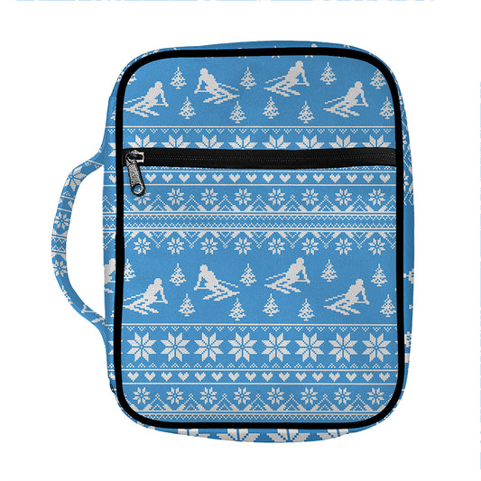 Winter Ski Knitting Pattern Print Front Pocket Bible Bag