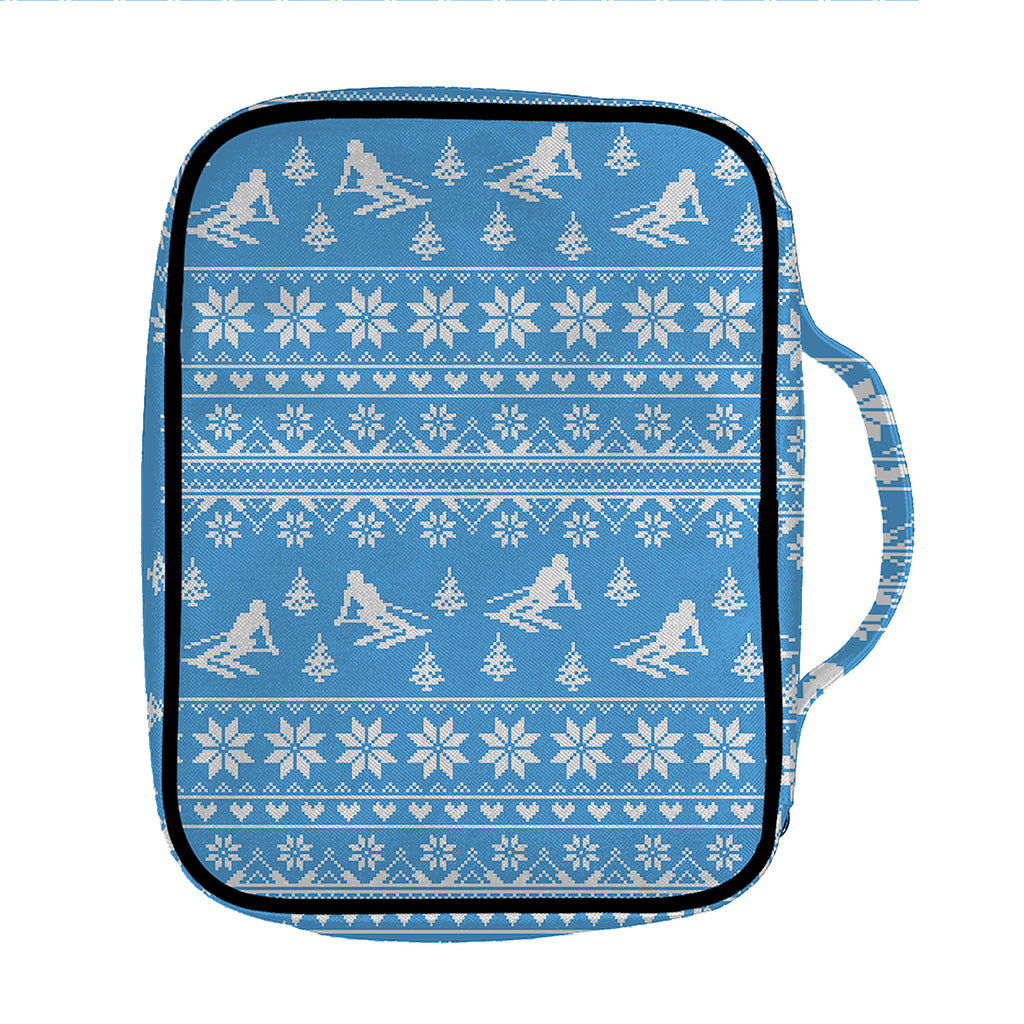 Winter Ski Knitting Pattern Print Front Pocket Bible Bag
