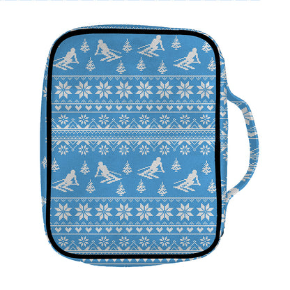 Winter Ski Knitting Pattern Print Front Pocket Bible Bag