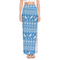 Winter Ski Knitting Pattern Print High Slit Maxi Skirt