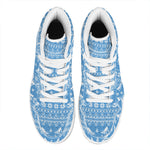 Winter Ski Knitting Pattern Print High Top Leather Sneakers