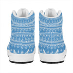 Winter Ski Knitting Pattern Print High Top Leather Sneakers