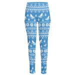 Winter Ski Knitting Pattern Print High-Waisted Pocket Leggings