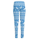 Winter Ski Knitting Pattern Print High-Waisted Pocket Leggings