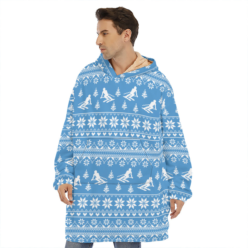 Winter Ski Knitting Pattern Print Hoodie Blanket
