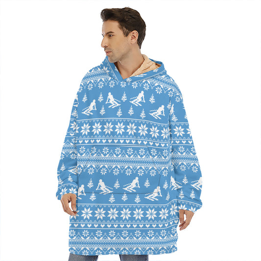 Winter Ski Knitting Pattern Print Hoodie Blanket