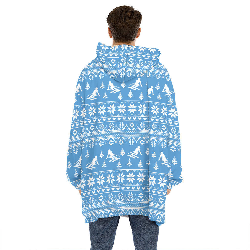Winter Ski Knitting Pattern Print Hoodie Blanket