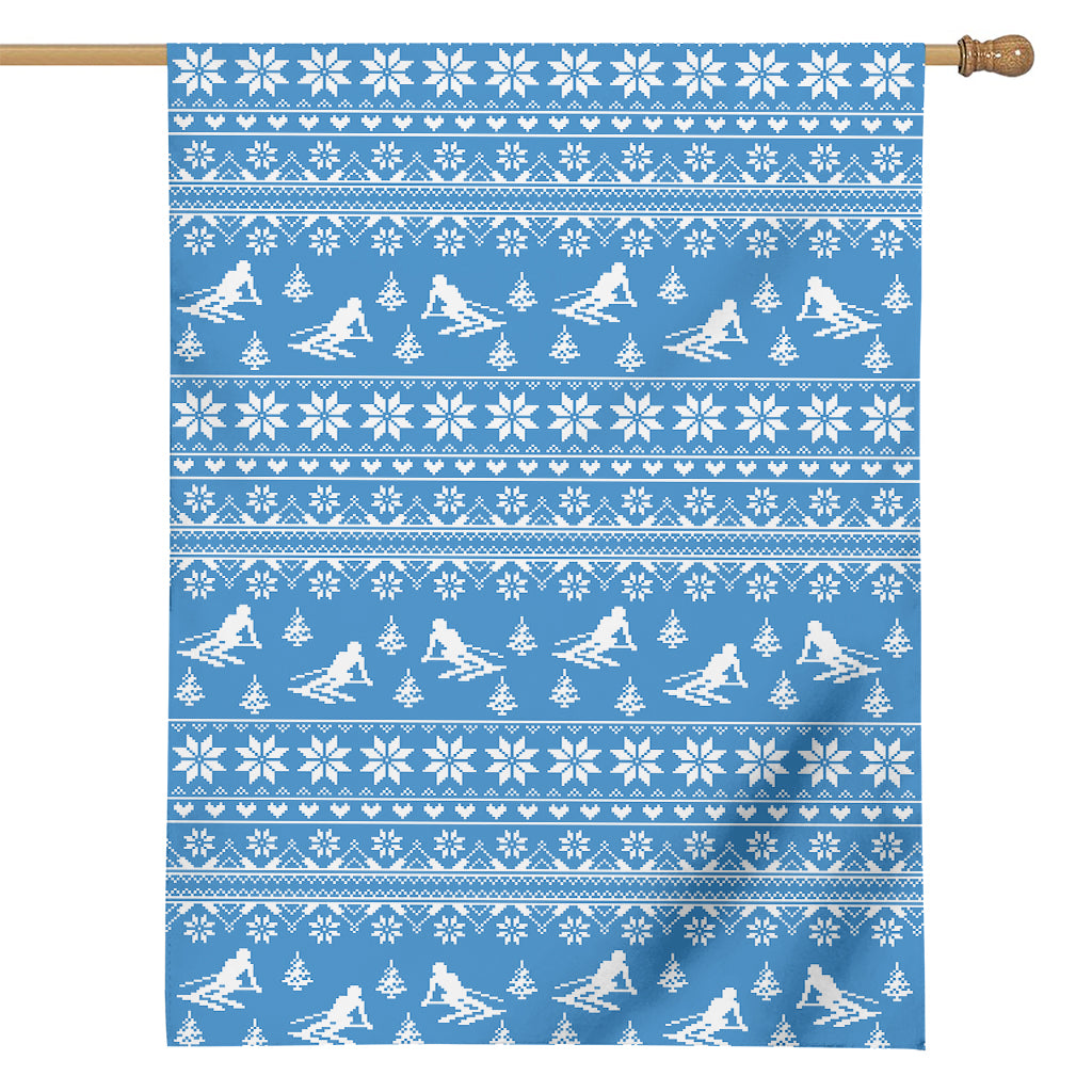 Winter Ski Knitting Pattern Print House Flag