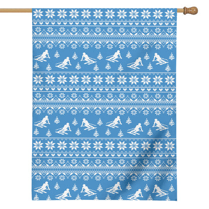 Winter Ski Knitting Pattern Print House Flag