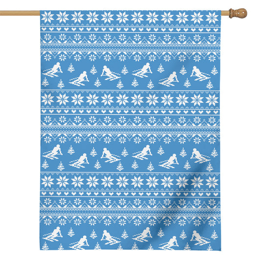 Winter Ski Knitting Pattern Print House Flag