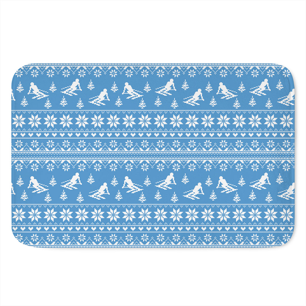 Winter Ski Knitting Pattern Print Indoor Door Mat