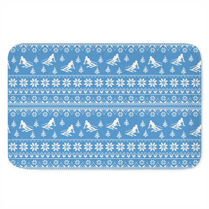 Winter Ski Knitting Pattern Print Indoor Door Mat